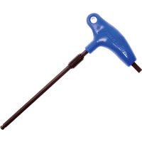 Blue Park Tool P-handled hex wrench with 6mm black steel shaft and ergonomic grip.