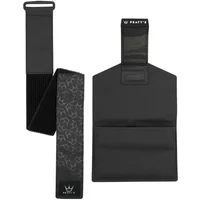 Black Peaty's HoldFast Trail Tool Wrap with adjustable strap and subtle pattern design, featuring Peaty's logo.