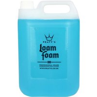 Blue Peatys Loam Foam 5L bike cleaner jug with white cap and handle, featuring black logo and text.