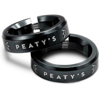 Black Peatys Monarch Grips lock rings with white logo and bolt for secure attachment.