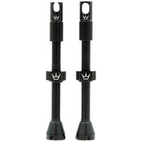 Black Peaty's x Chris King Tubeless MK2 Valves, 60mm, with crown logo and knurled lock rings.