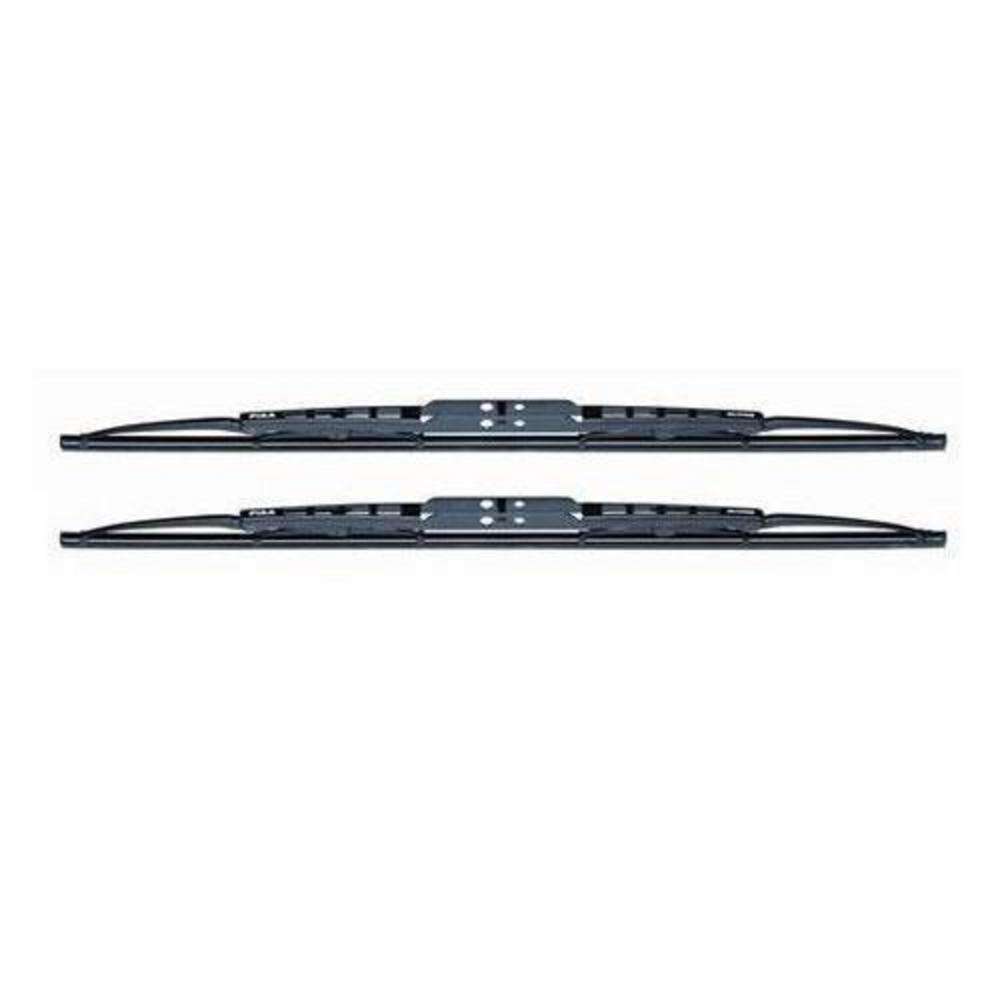 Black silicone wiper blade set, 18 inches long, featuring a sleek design with a sturdy frame and dual blades for effective windshield cleaning.