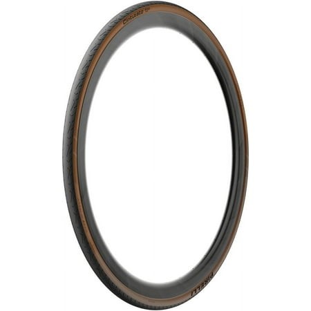 Pirelli Cinturato Evo TLR tyre in 700 x 32 size, featuring a black rubber surface with a distinctive brown sidewall, designed for classic bicycles with a smooth tread pattern.