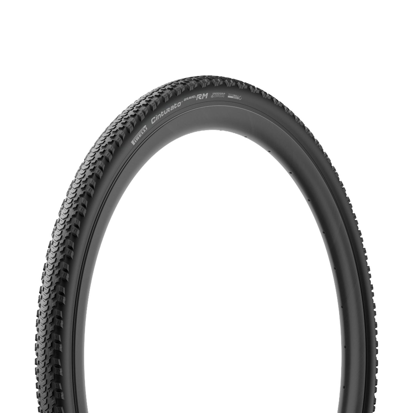 Pirelli Cinturato Gravel RM Performance Line tyre in black, measuring 700 x 45, features a rugged tread pattern designed for gravel and mixed terrain.
