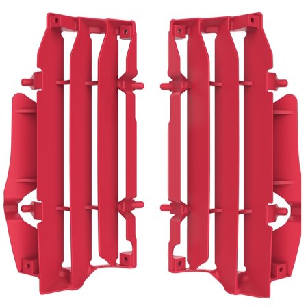 Polisport Radiator Louvres in bright red, designed for Beta 2T 250-300 RR & 4T 350-498 RR models (2020-23), featuring a durable plastic construction with multiple slats for airflow.