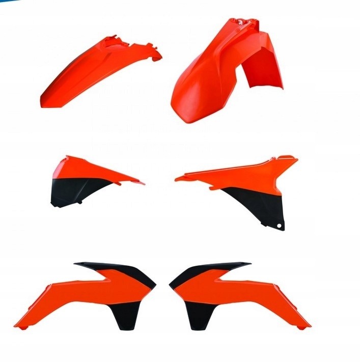 Polisport Standard Enduro Plastics Kit for KTM EXC/EXC-F 2014-16 featuring orange, black, and white plastic bodywork components, including fenders and side panels.