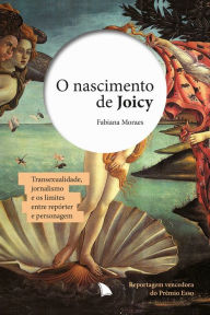 Book cover featuring a classical painting background with two figures, a white circle in the center displaying the title "O Nascimento De Joicy" and author name, in black text.