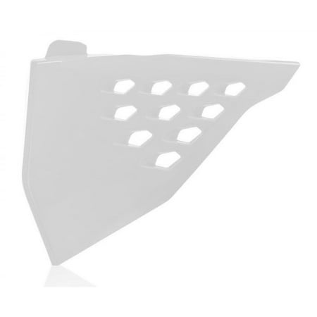 White plastic vented air box cover with a sleek design and hexagonal cutouts, compatible with KTM SX/SX-F/XC/XC-F 2019-22 and EXC/EXCF/XC-W 2020-23 models.