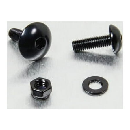 Pro-Bolt Aluminium Front & Rear Brake Reservoir Mount Bolt Kit in black, featuring two black bolts, a nut, and a washer, all made from durable aluminum.