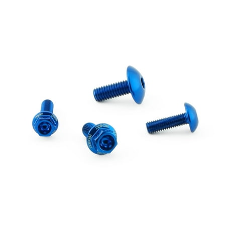 Pro-Bolt Aluminium Front & Rear Brake Reservoir Mount Bolt Kit in vibrant blue, featuring four bolts with a sleek finish and hexagonal heads for secure installation.