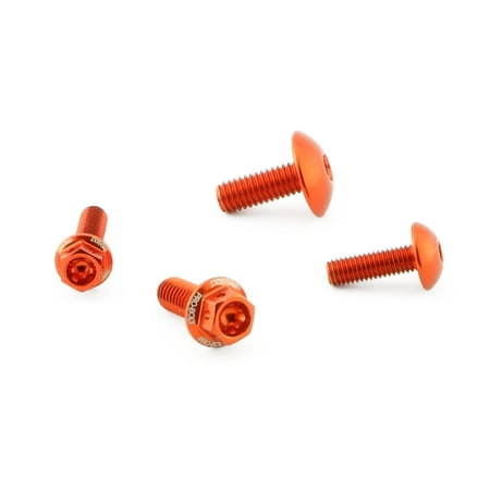 Pro-Bolt Aluminium Front & Rear Brake Reservoir Mount Bolt Kit in vibrant orange, featuring three bolts with a smooth finish and hexagonal heads for secure fitting.