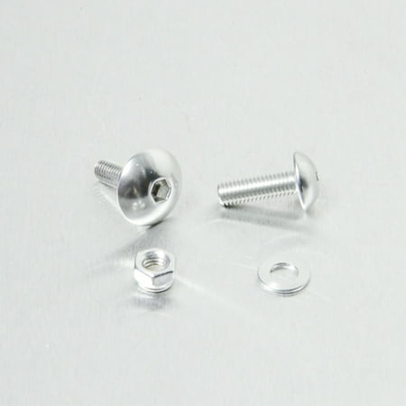 Pro-Bolt Aluminium Front & Rear Brake Reservoir Mount Bolt Kit in silver, featuring shiny, rounded head bolts, a nut, and a washer, all made from durable aluminum.