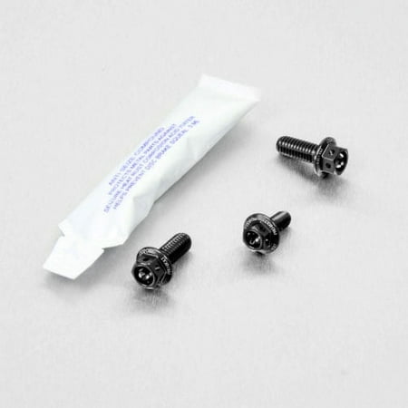Pro-Bolt Aluminium Front Brake Line Clip Mount Bolt Kit in black, featuring three black screws with hex heads and a small packet of adhesive.