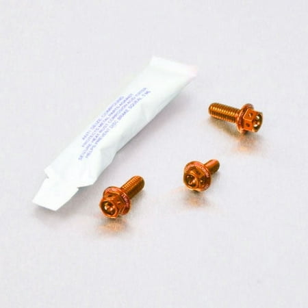Pro-Bolt Aluminium Front Brake Line Clip Mount Bolt Kit in vibrant orange, featuring three bolts and a small packet, designed for durability and style.