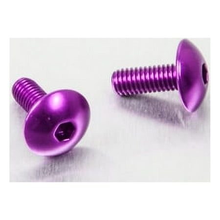 Purple anodized aluminum motorcycle rear brake master cylinder bolts with a hexagonal socket head, designed for durability and style.