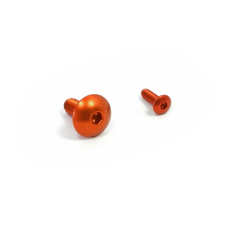 Pro-Bolt Aluminium Rear Brake Reservoir Mount Bolt Kit in vibrant orange, featuring a rounded head and hex socket design, includes two bolts of different sizes.