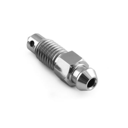 Titanium bleed nipple in gold, featuring a ribbed body and hexagonal nut for easy installation, designed for M7 fittings.