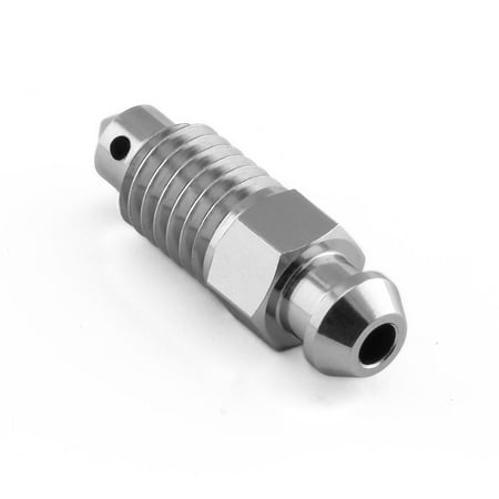 Titanium bleed nipple in M8 size, featuring a gold finish, ribbed body for grip, and a rounded tip with a small hole for fluid release.