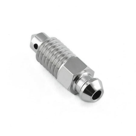 Pro-Bolt stainless steel brake master cylinder bleed nipple in silver, featuring a ribbed body, hexagonal base, and a rounded tip for easy installation and fluid release.