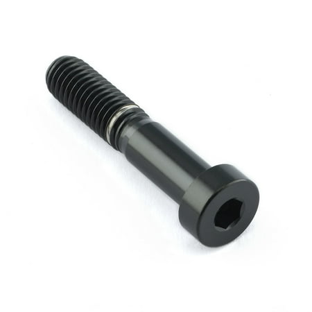 Black stainless steel Brembo brake caliper pinch bolt with a hexagonal socket head and fine threading, designed for durability and performance.