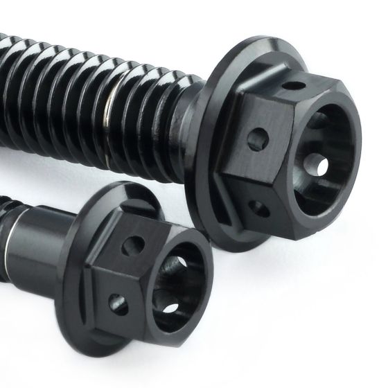 Black stainless steel clutch and brake reservoir mount bolts with hexagonal heads and threaded shafts, designed for durability and performance by Pro-Bolt.