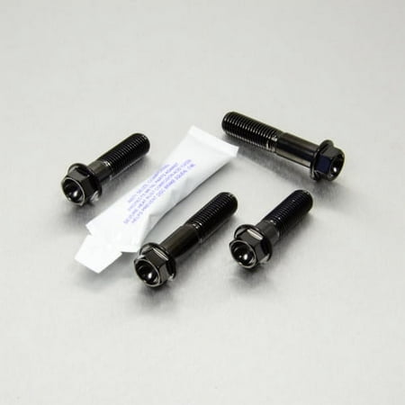 Pro-Bolt stainless steel front brake caliper mounting bolt kit in black, featuring four bolts with hex heads and a packet of thread locker.