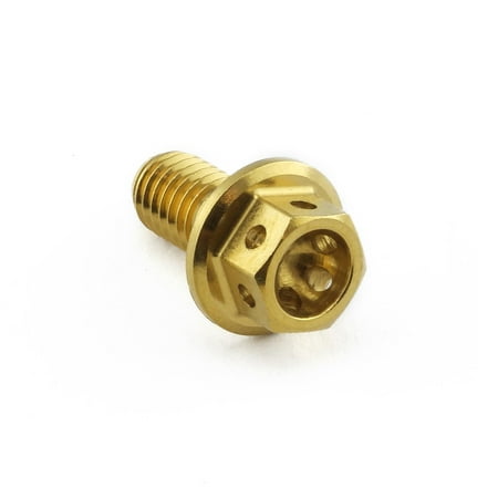 Gold stainless steel front brake reservoir mount bolt with a hexagonal head and multiple holes for secure fitting, designed for durability and style by Pro-Bolt.
