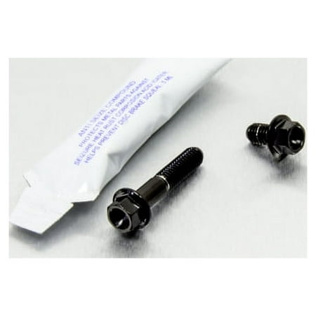 Pro-Bolt stainless steel rear brake disc and caliper guard mount bolt kit in black, featuring two bolts and a packet of thread locker, designed for durability and performance.