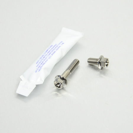 Pro-Bolt stainless steel rear brake disc and caliper guard mount bolt kit in silver, featuring two bolts and a small packet of thread-locking adhesive.