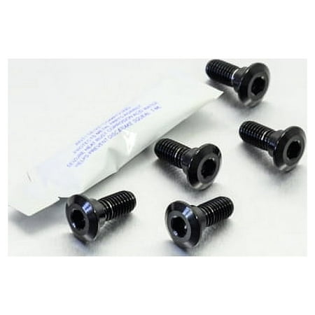 Pro-Bolt stainless steel rear brake disc bolt kit featuring five black bolts with a rounded head and a packet of thread locker.