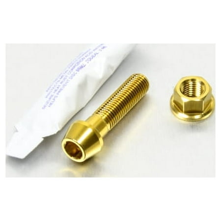 Pro-Bolt stainless steel rear brake lever pivot bolt kit in gold, featuring a shiny gold bolt with a hex head and a matching nut, packaged with a small tube.
