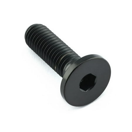 Black titanium brake disc bolt with a hexagonal socket head and a smooth, rounded flange, designed for durability and lightweight performance.