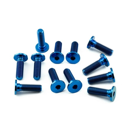 Pro-Bolt Titanium Brake Disc Bolt Kit featuring twelve blue anodized bolts with a smooth finish and hexagonal heads, designed for durability and lightweight performance.