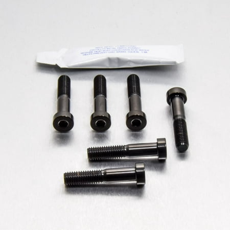 Pro-Bolt Titanium Brembo Brake Caliper Pinch Bolt Kit in black, featuring six bolts with a sleek finish and included thread lock adhesive packet.