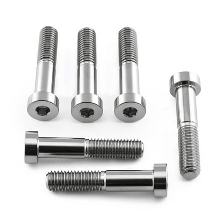 Pro-Bolt Titanium Brembo Brake Caliper Pinch Bolt Kit in silver, featuring six high-strength bolts with a sleek, polished finish and hexagonal heads for easy installation.