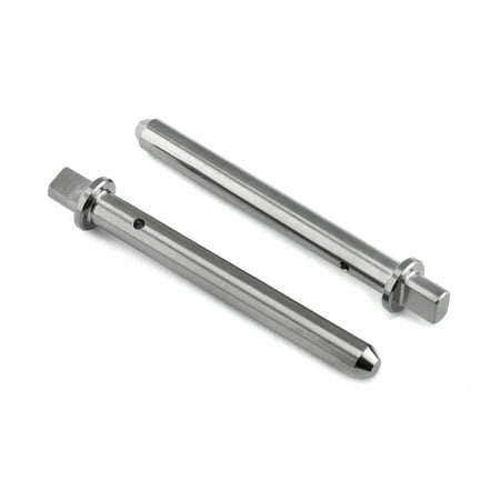 Silver titanium caliper pin kit by Pro-Bolt, featuring two sleek, cylindrical pins with hexagonal ends and a polished finish, designed for Brembo brake calipers.