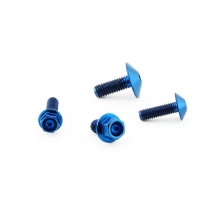 Pro-Bolt Titanium Front & Rear Brake Reservoir Mount Bolt Kit featuring four blue, anodized titanium bolts with hex heads and a sleek design for enhanced durability and style.