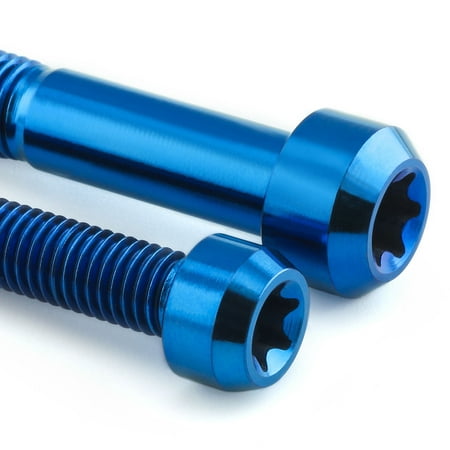 Pro-Bolt Titanium Front Brake Caliper Mounting Bolt Kit featuring two blue anodized bolts with a shiny finish and star-shaped sockets for easy installation.