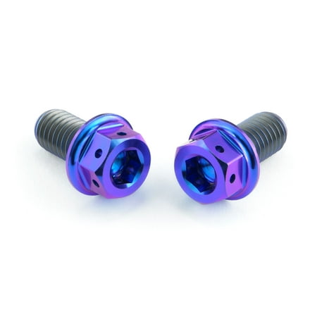 Purple titanium rear brake caliper mounting bolts with a hexagonal head and a sleek finish, designed for durability and style.