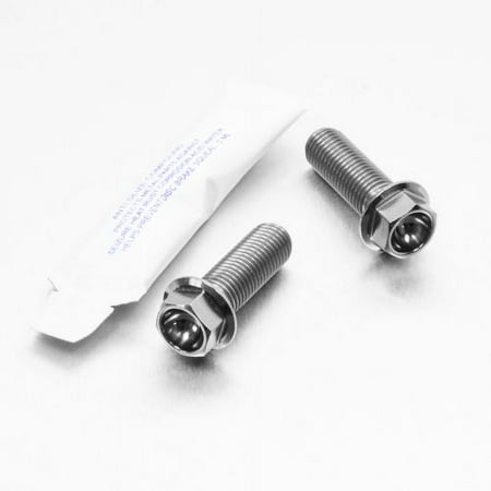 Pro-Bolt Titanium rear brake caliper mounting bolt kit in silver, featuring two bolts with a hexagonal head and a smooth, shiny finish, packaged with a small instruction sheet.