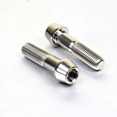 Silver titanium rear brake caliper pinch bolt kit featuring two bolts with a polished finish and hexagonal heads, designed for enhanced durability and performance.