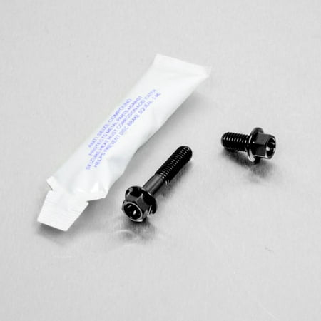 Pro-Bolt Titanium Rear Brake Disc & Caliper Guard Mount Bolt Kit featuring two black titanium bolts and a small packet of thread lock adhesive on a silver background.