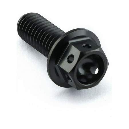 Pro-Bolt titanium rear brake reservoir mount bolt in black, featuring a hexagonal head with multiple holes and a textured, grooved shaft for secure installation.