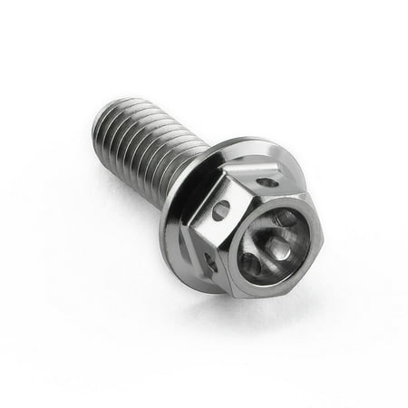Silver titanium rear brake reservoir mount bolt with a hexagonal head and threaded shaft, designed for durability and performance.