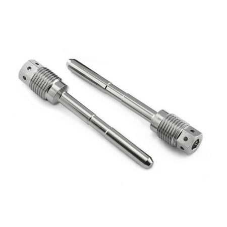 Pro-Bolt Titanium Tokico Brake Caliper Pad Pin Kit featuring two sleek silver pins with a polished finish and distinct threading for secure installation.