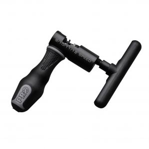 Black PRO Chain Tool designed for 9, 10, 11, and 12-speed chains, featuring a sturdy handle and ergonomic grip for easy use.
