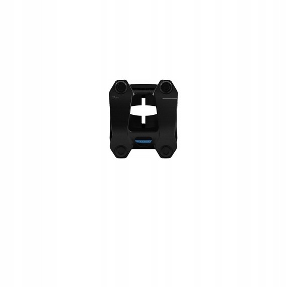 Black PRO PLT Alloy Stem, 90mm length, featuring a sturdy square design with four bolt holes for secure attachment, ideal for enhancing bike performance.
