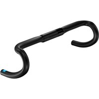 Black PRO PLT Carbon Compact Handlebar, 38cm width, with ergonomic drops and a sleek matte finish.