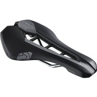 Black PRO Stealth Sport Saddle with aerodynamic design, 152mm width, and cut-out center for comfort.