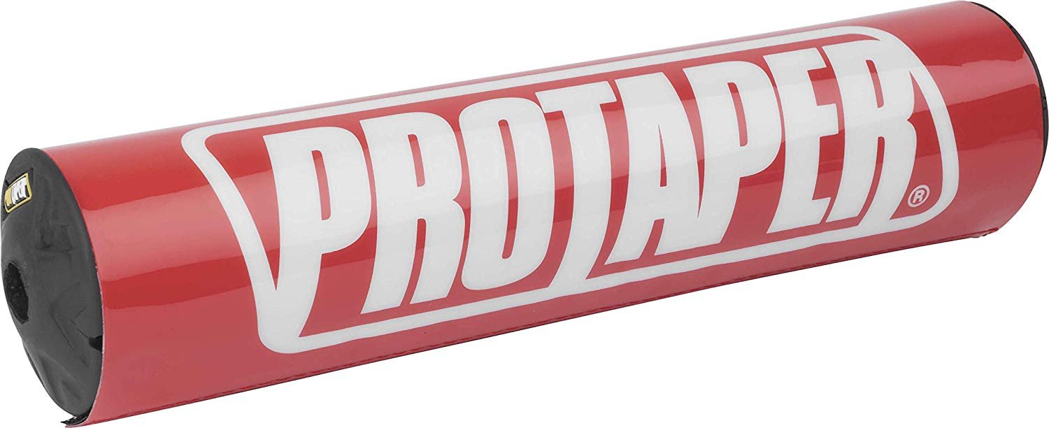 Red round bar pad featuring a glossy finish with large white "PROTAPER" branding, designed for motorcycle handlebars, made from durable foam material.